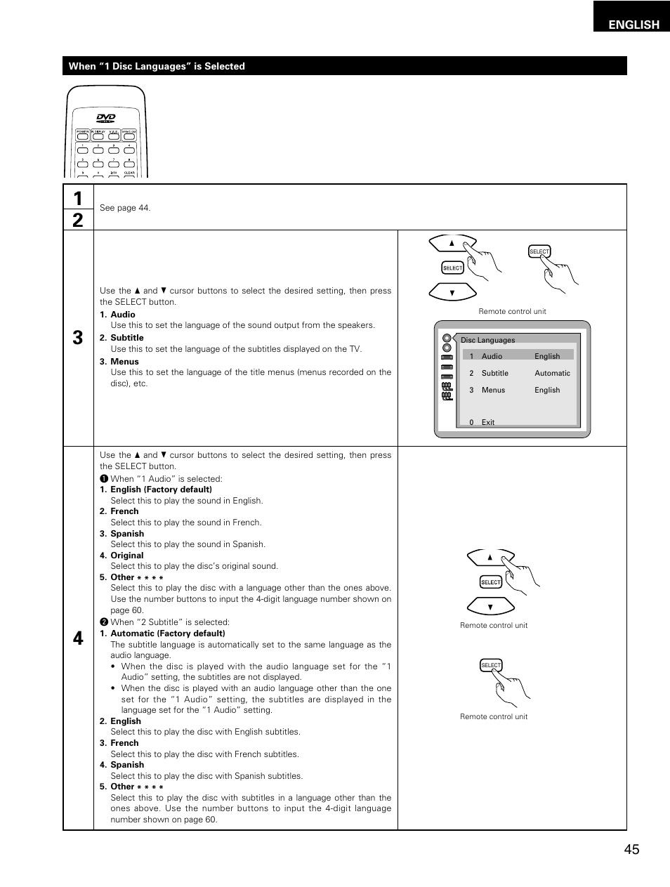 English | Denon DMV-3700 User Manual | Page 45 / 62