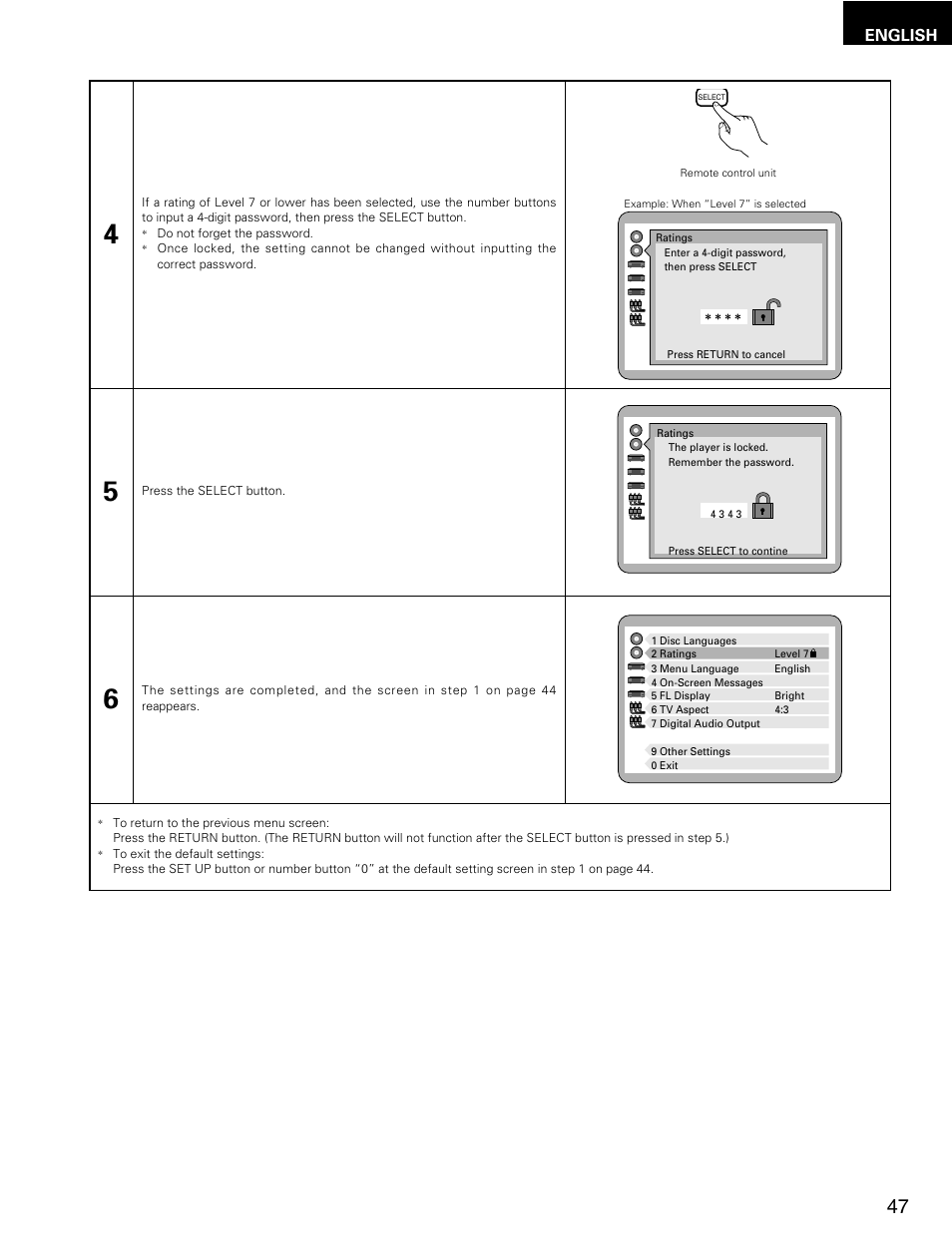 English | Denon DMV-3700 User Manual | Page 47 / 62