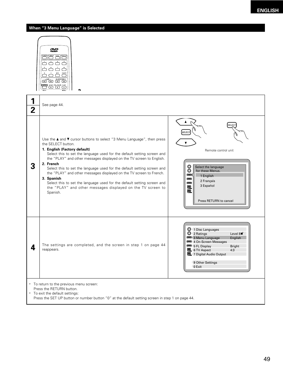 English | Denon DMV-3700 User Manual | Page 49 / 62