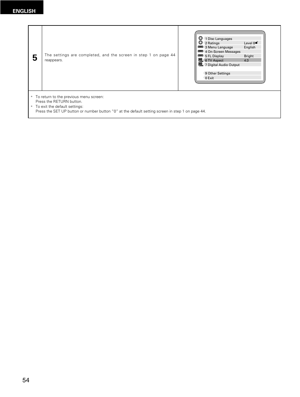 English | Denon DMV-3700 User Manual | Page 54 / 62