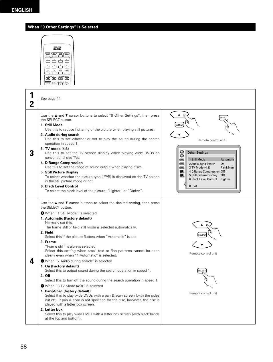 English | Denon DMV-3700 User Manual | Page 58 / 62