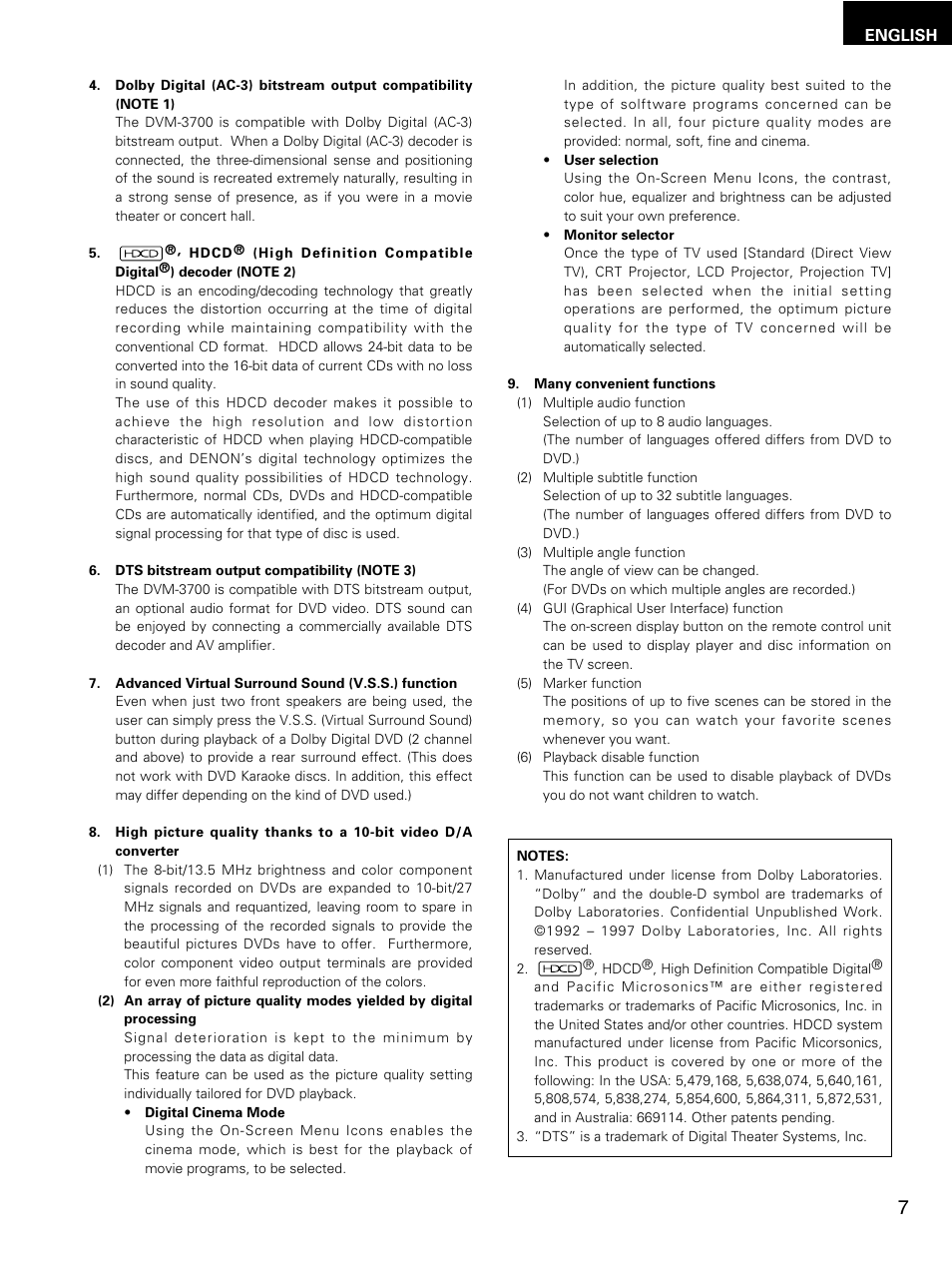 Denon DMV-3700 User Manual | Page 7 / 62