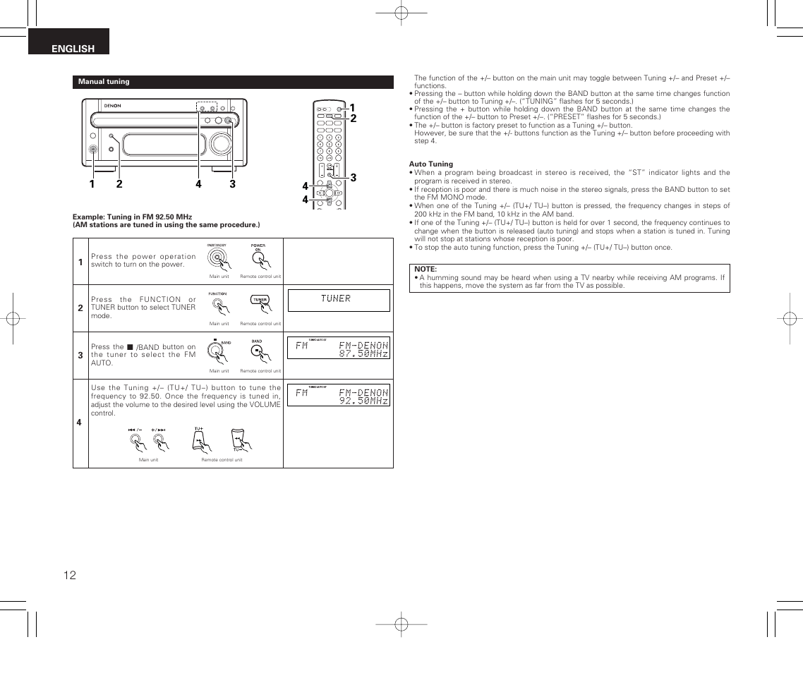 Denon RCD-M33 User Manual | Page 12 / 74