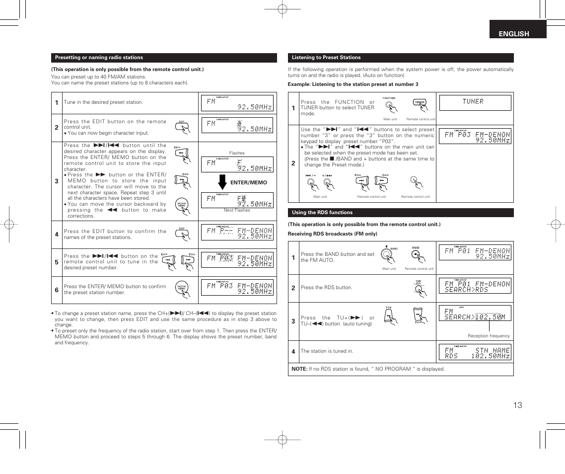 Denon RCD-M33 User Manual | Page 13 / 74