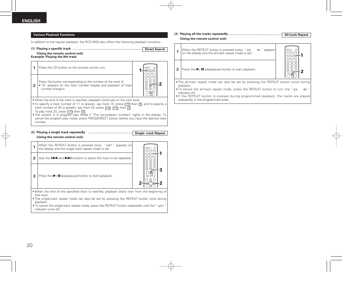 Denon RCD-M33 User Manual | Page 20 / 74