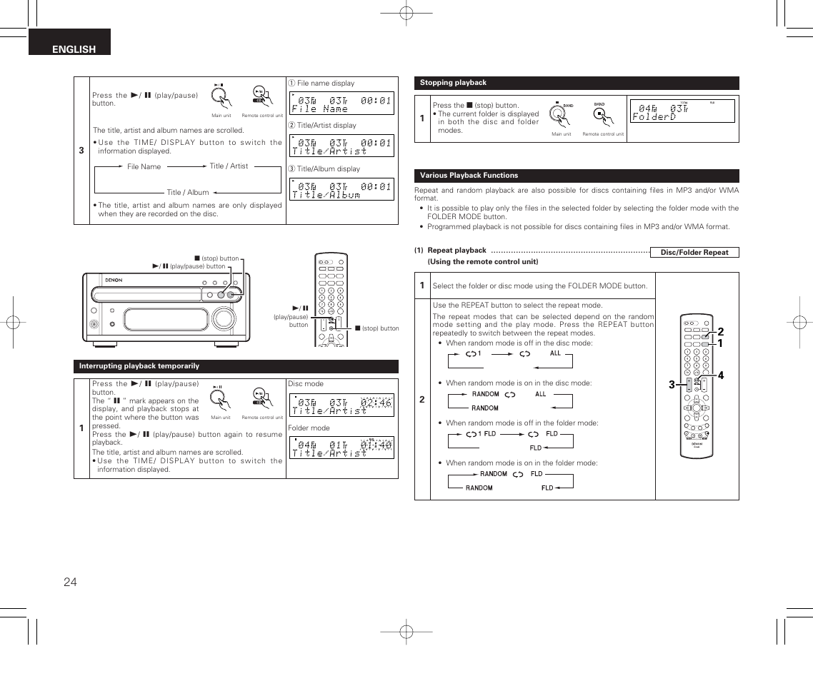 Denon RCD-M33 User Manual | Page 24 / 74