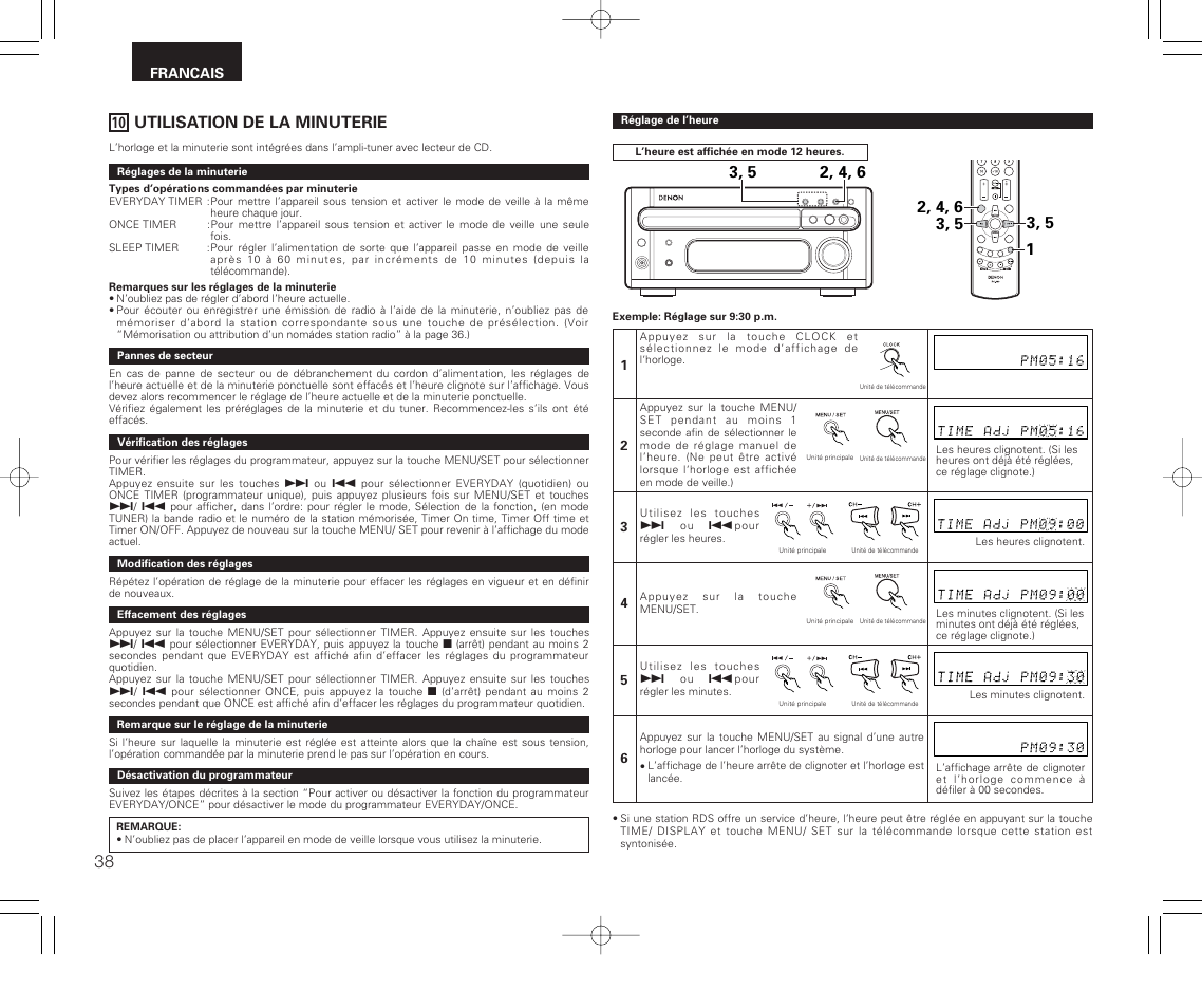 Utilisation de la minuterie | Denon RCD-M33 User Manual | Page 38 / 74