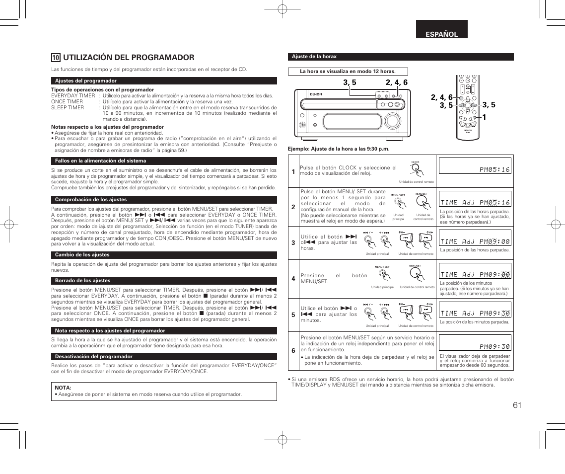 Utilización del programador | Denon RCD-M33 User Manual | Page 61 / 74