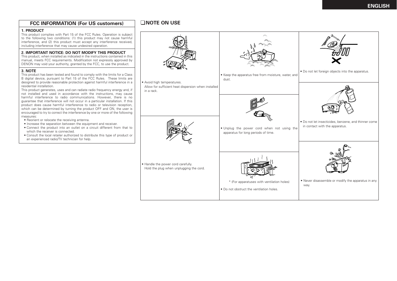 English | Denon DRA-37 User Manual | Page 3 / 30