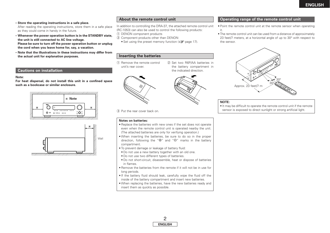 Denon DRA-37 User Manual | Page 5 / 30