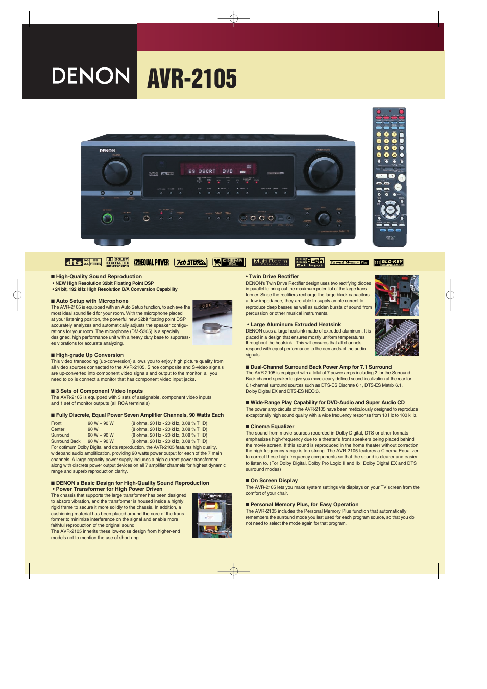 Denon AVR-2105 User Manual | 2 pages