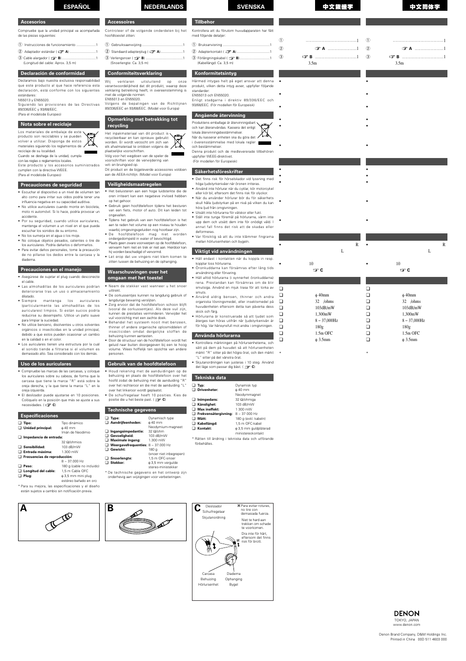 Ab c | Denon AH-D1000 User Manual | Page 2 / 2