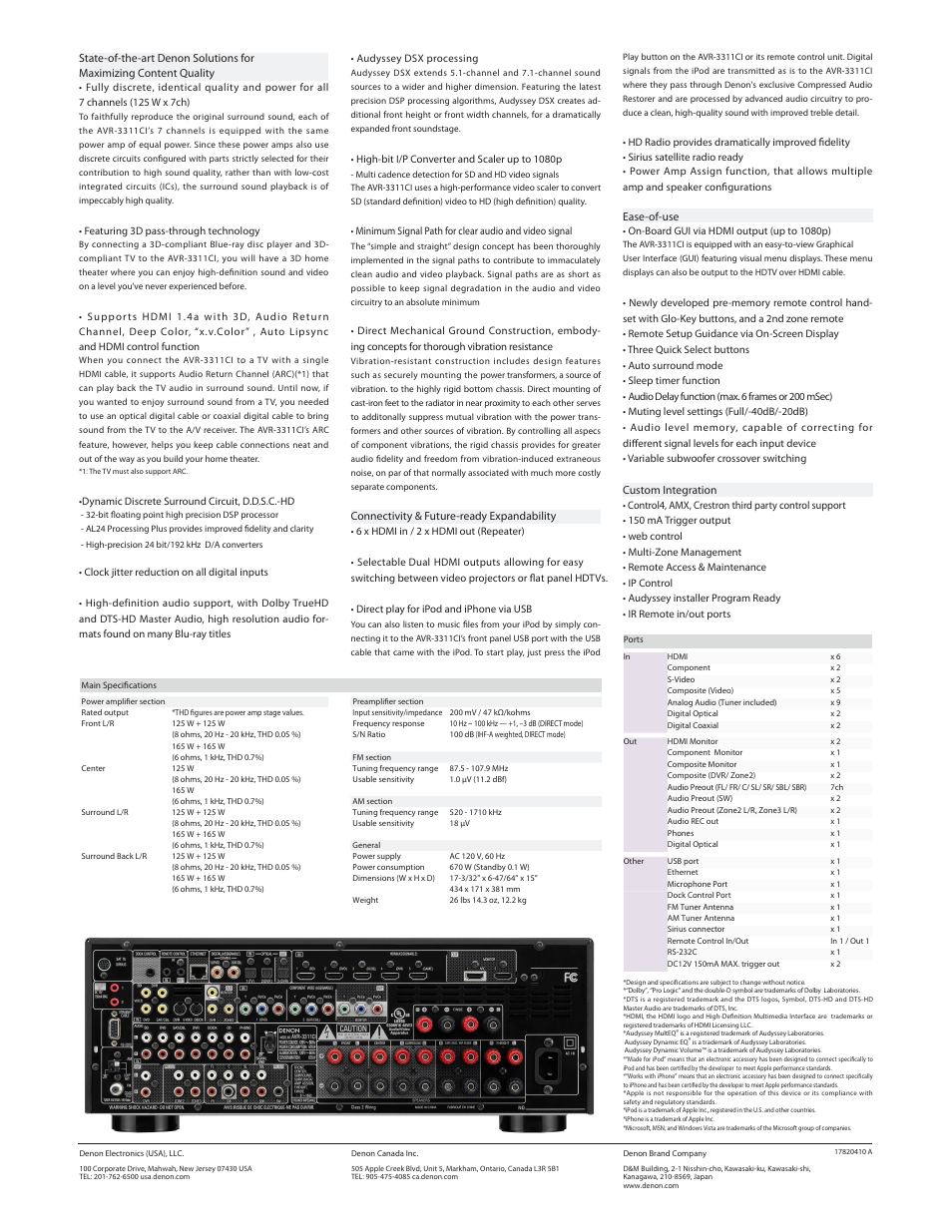 Denon AVR-3311CI User Manual | Page 2 / 2