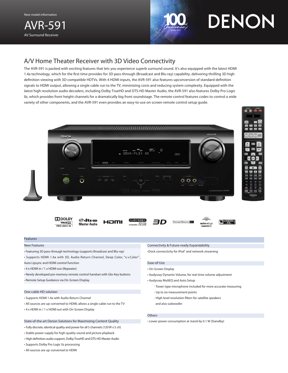 Denon AVR-591 User Manual | 2 pages