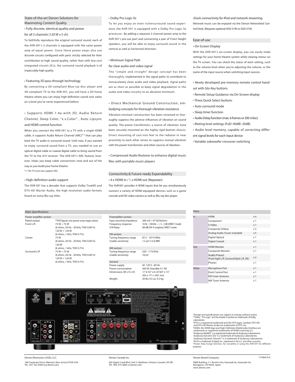 Denon AVR-591 User Manual | Page 2 / 2