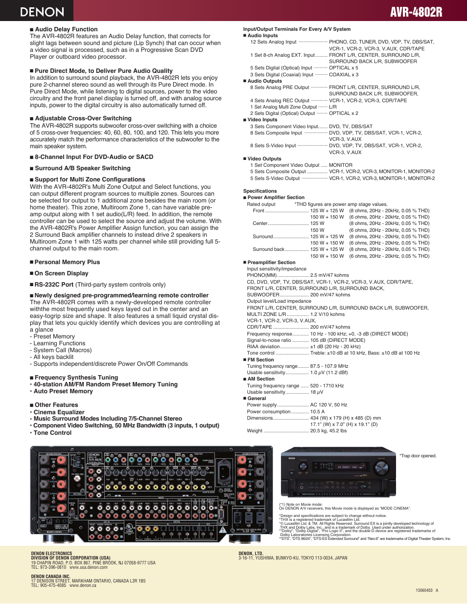 Avr-4802r | Denon AVR-4802R User Manual | Page 2 / 2