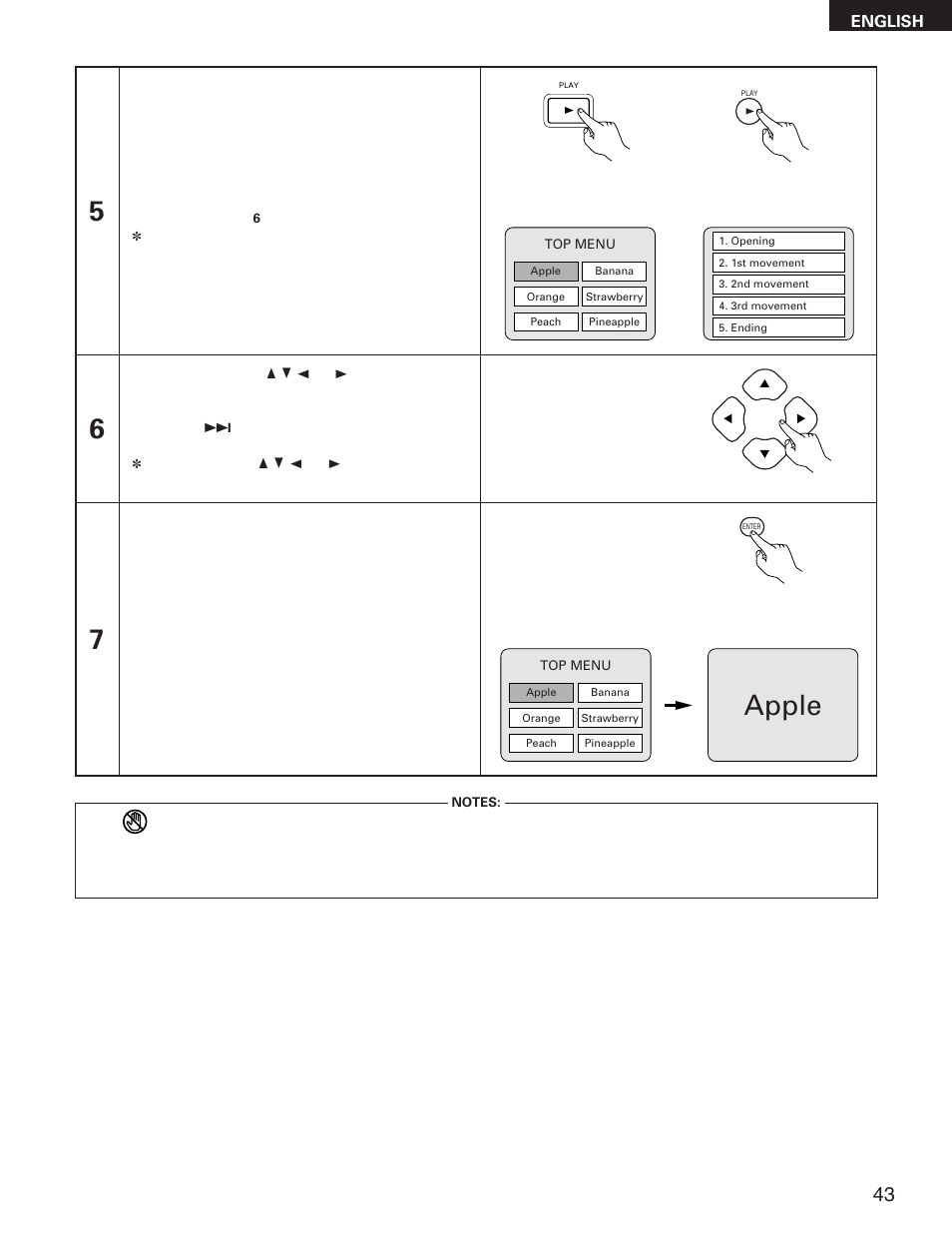 Apple 6 7, English | Denon DVD-5900 User Manual | Page 43 / 140