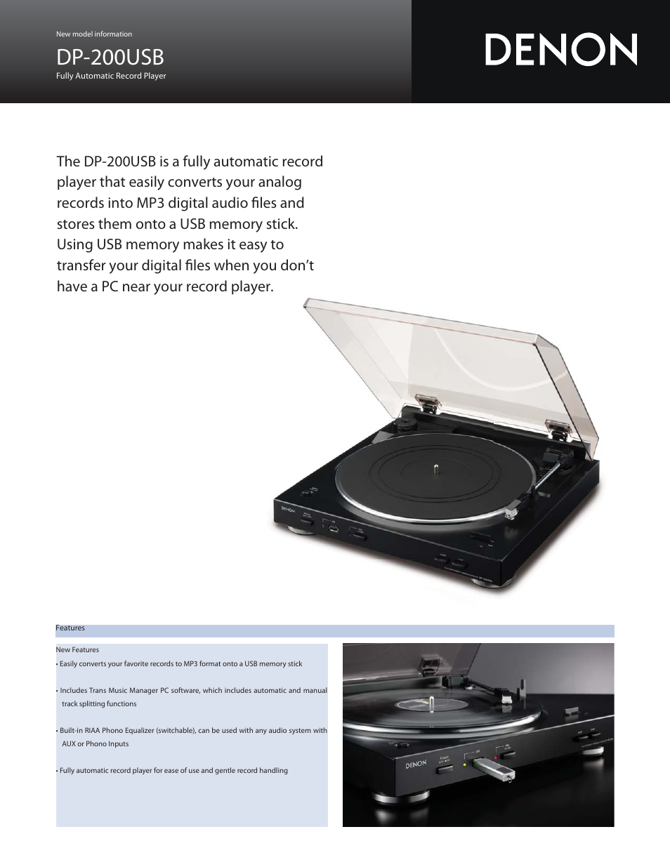 Denon DP-200USB User Manual | 2 pages