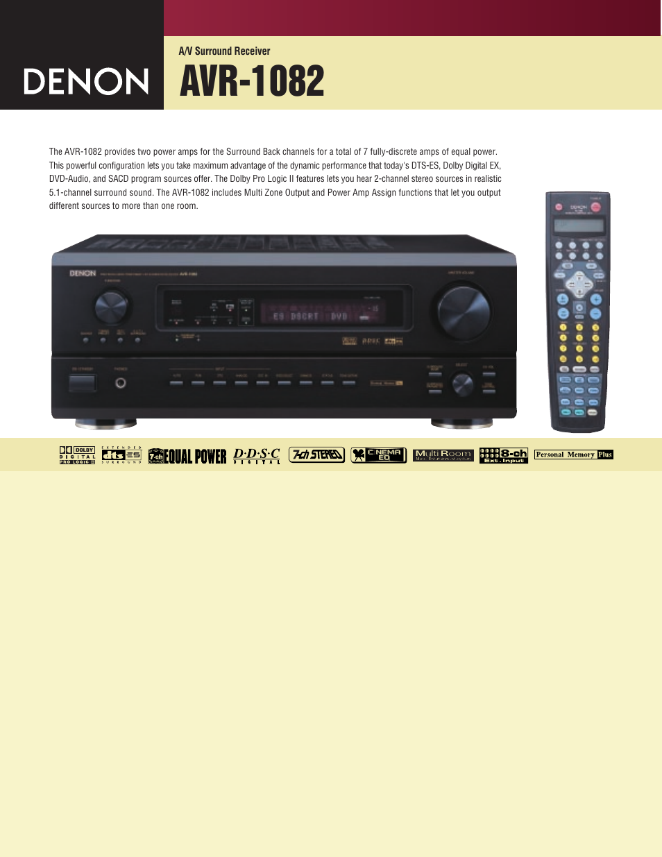 Denon AVR-1082 User Manual | 2 pages