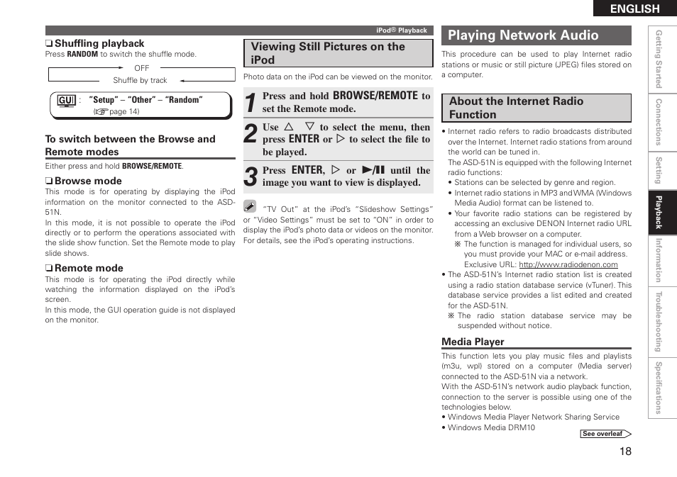 Playing network audio | Denon ASD-51N User Manual | Page 25 / 42