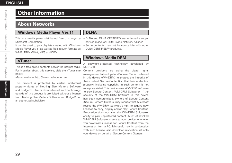 Other information, About networks | Denon ASD-51N User Manual | Page 36 / 42