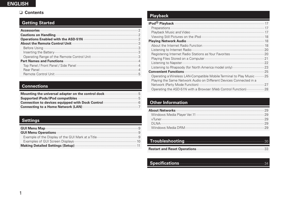 English | Denon ASD-51N User Manual | Page 8 / 42