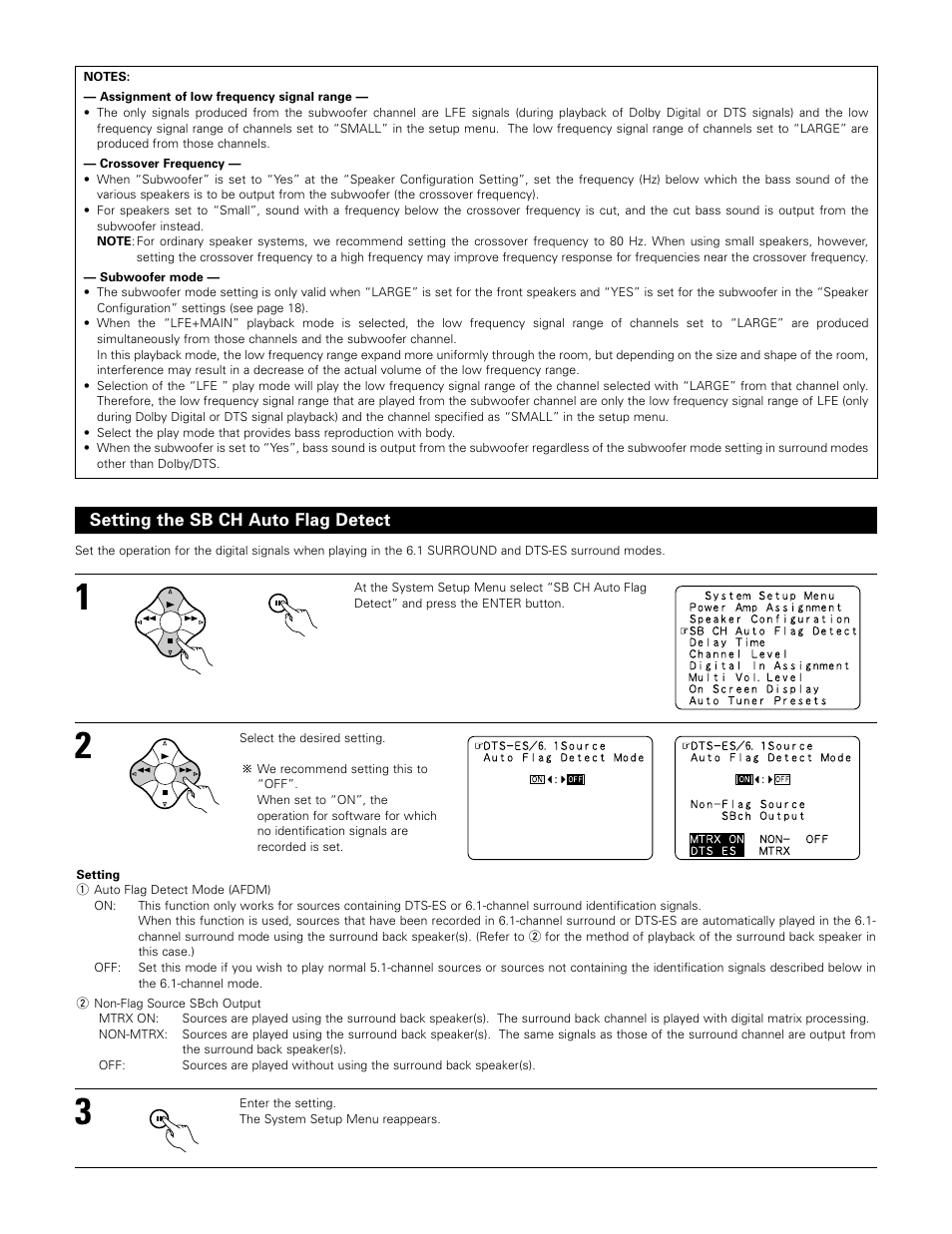 Setting the sb ch auto flag detect | Denon AVR-3802 User Manual | Page 21 / 74