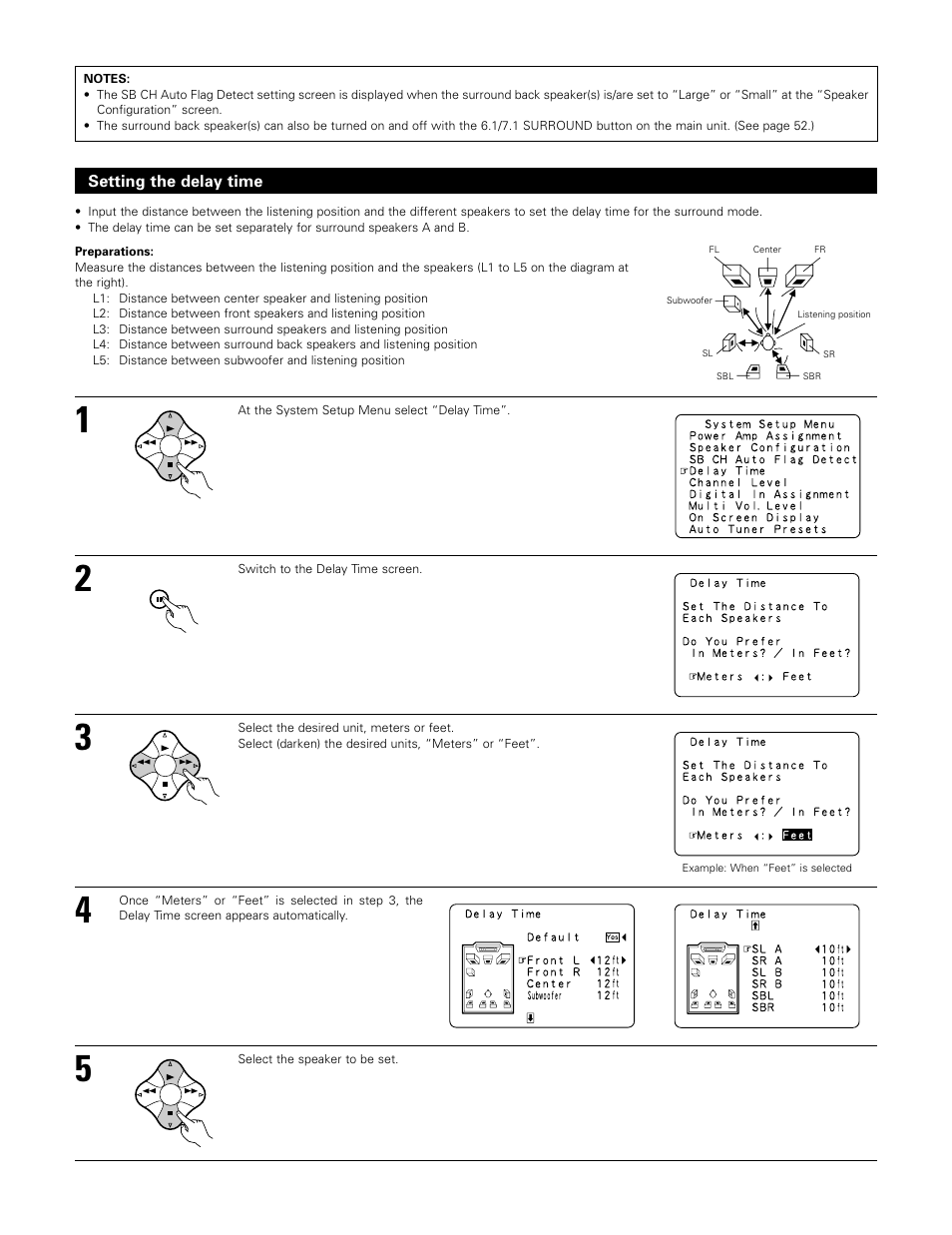 Setting the delay time | Denon AVR-3802 User Manual | Page 22 / 74