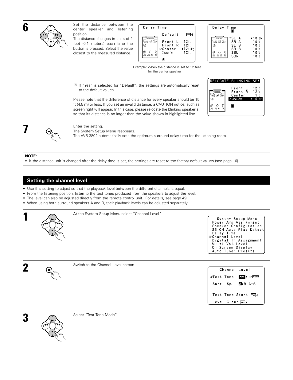 Setting the channel level | Denon AVR-3802 User Manual | Page 23 / 74