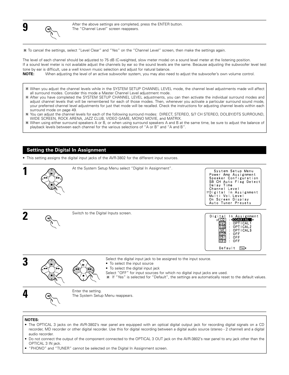 Setting the digital in assignment | Denon AVR-3802 User Manual | Page 25 / 74