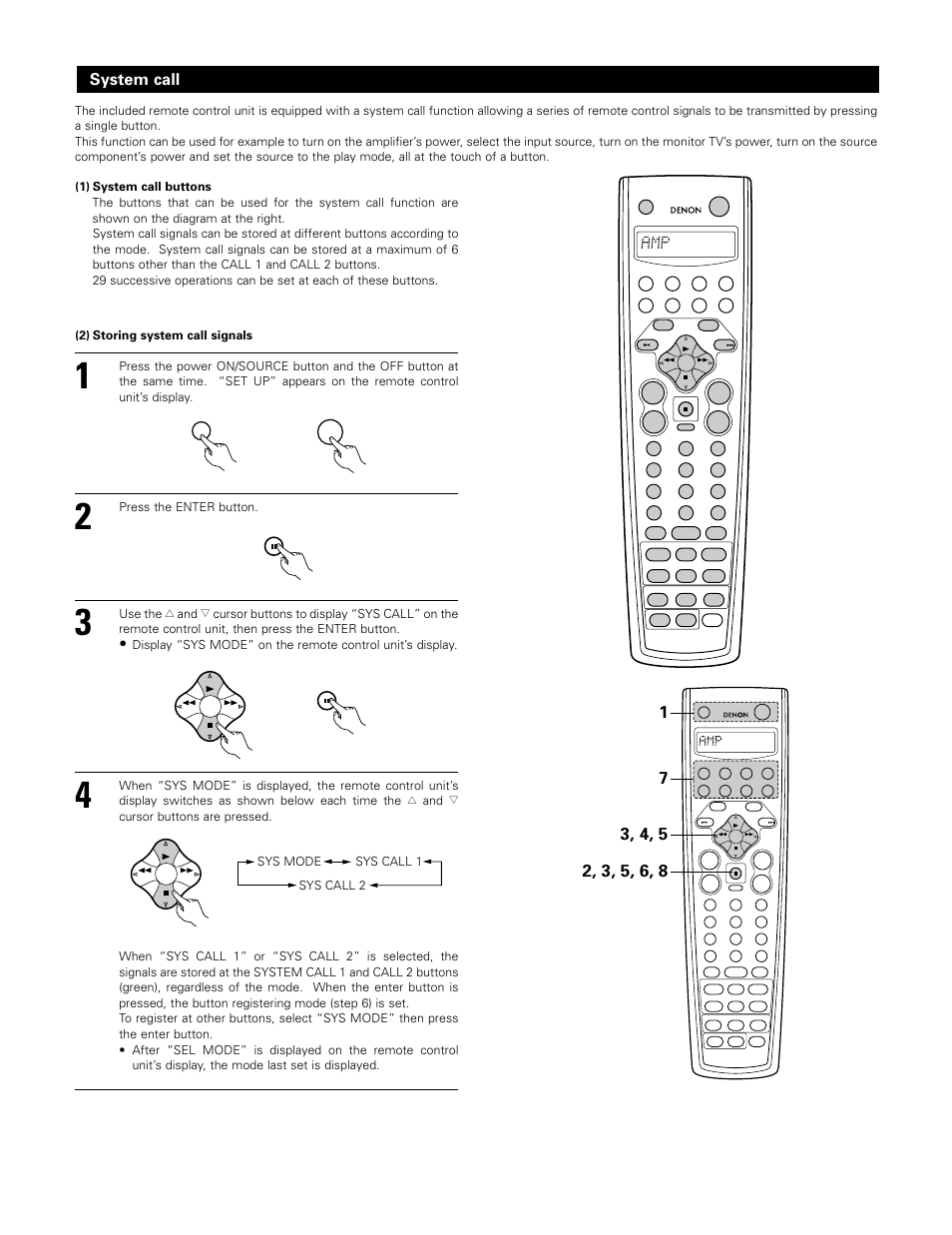 System call, 2) storing system call signals | Denon AVR-3802 User Manual | Page 35 / 74