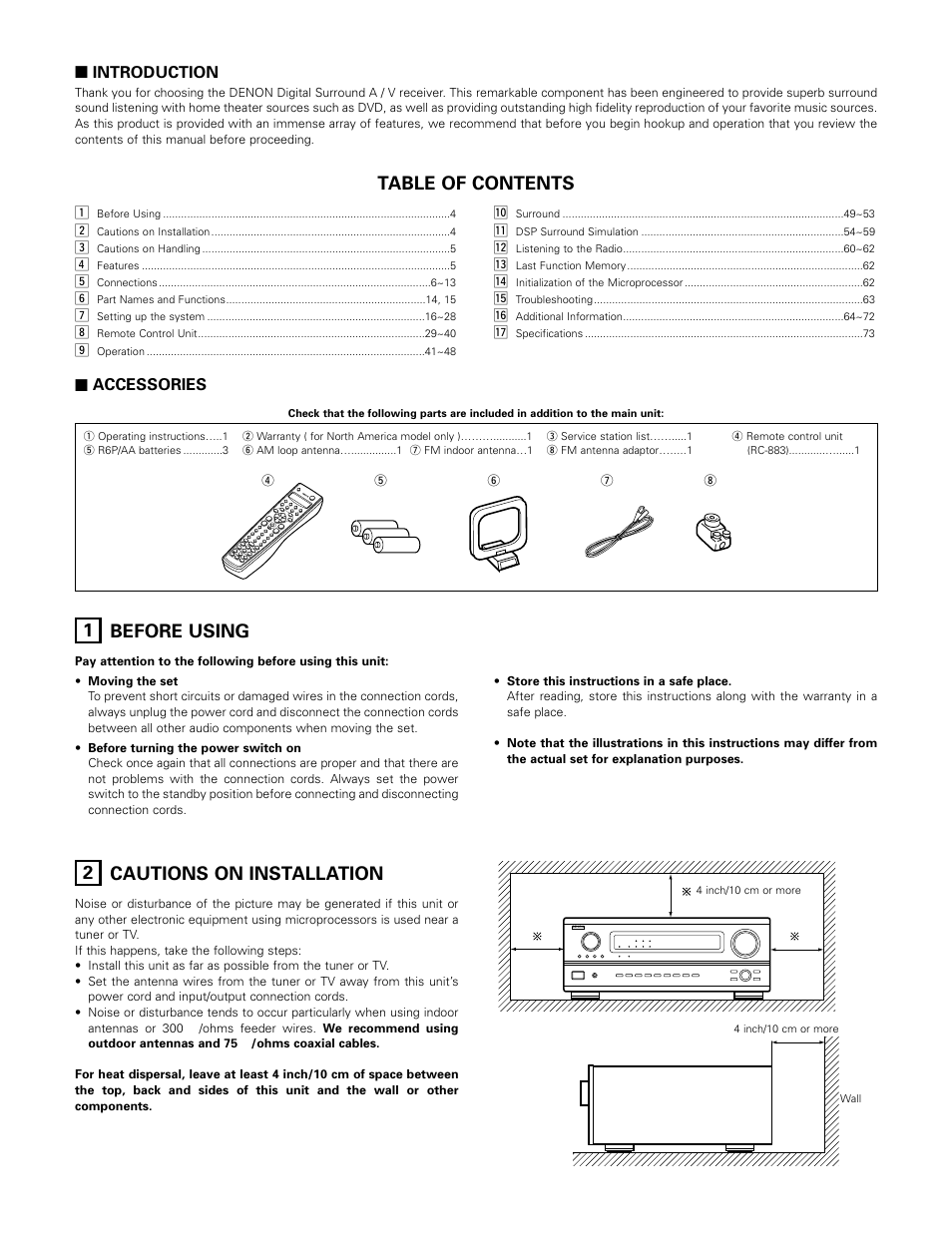 Denon AVR-3802 User Manual | Page 4 / 74