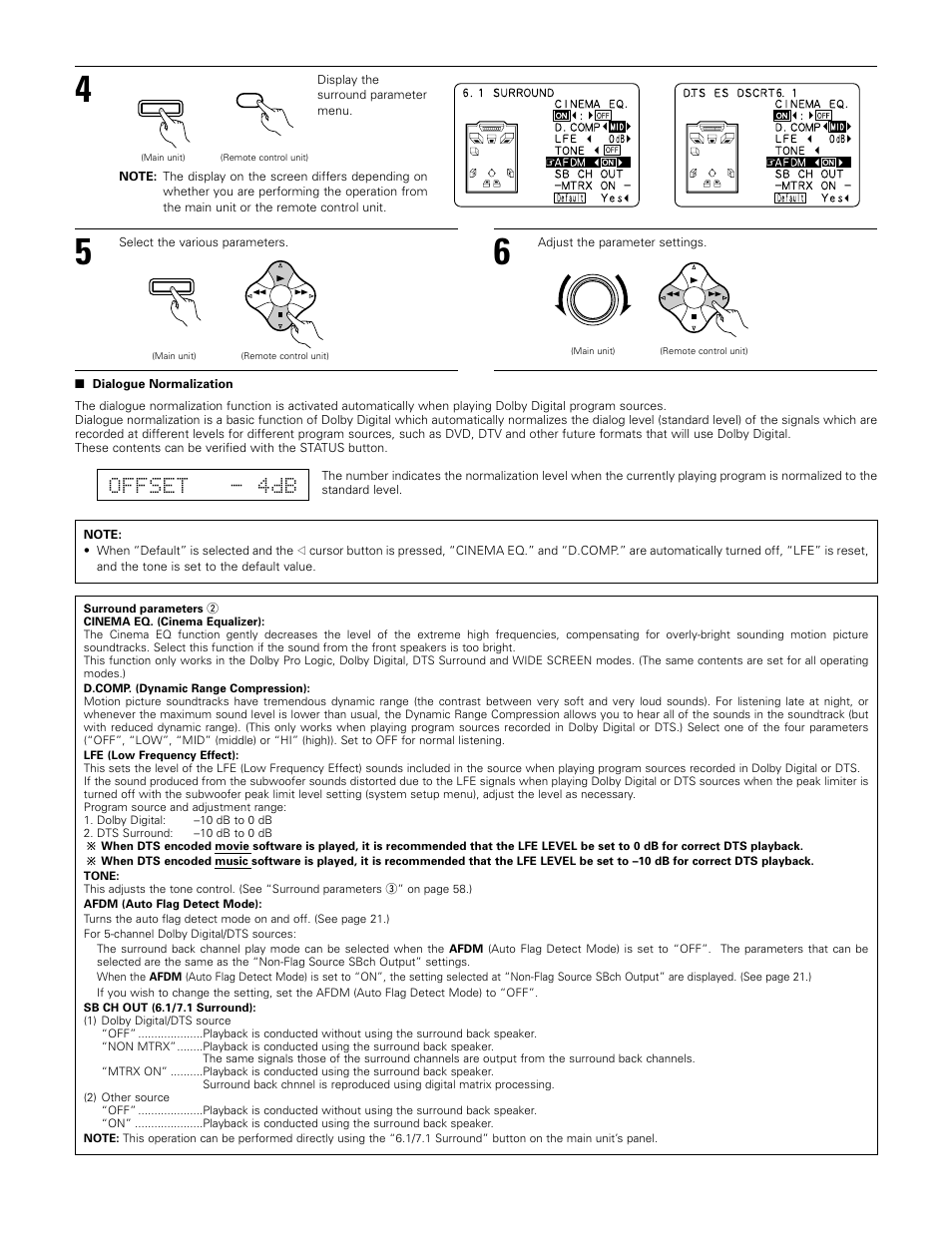 Offset - 4db | Denon AVR-3802 User Manual | Page 53 / 74