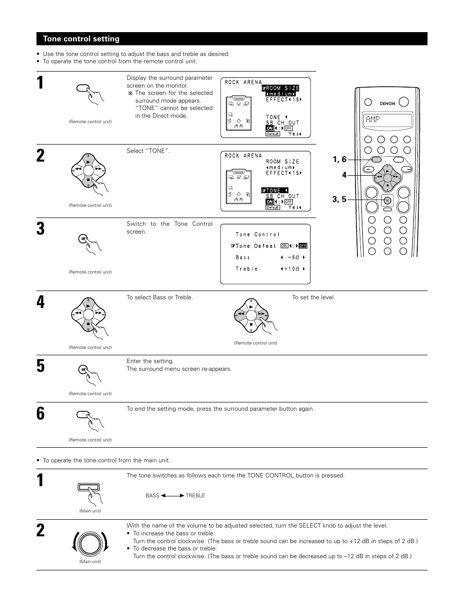 Tone control setting | Denon AVR-3802 User Manual | Page 57 / 74