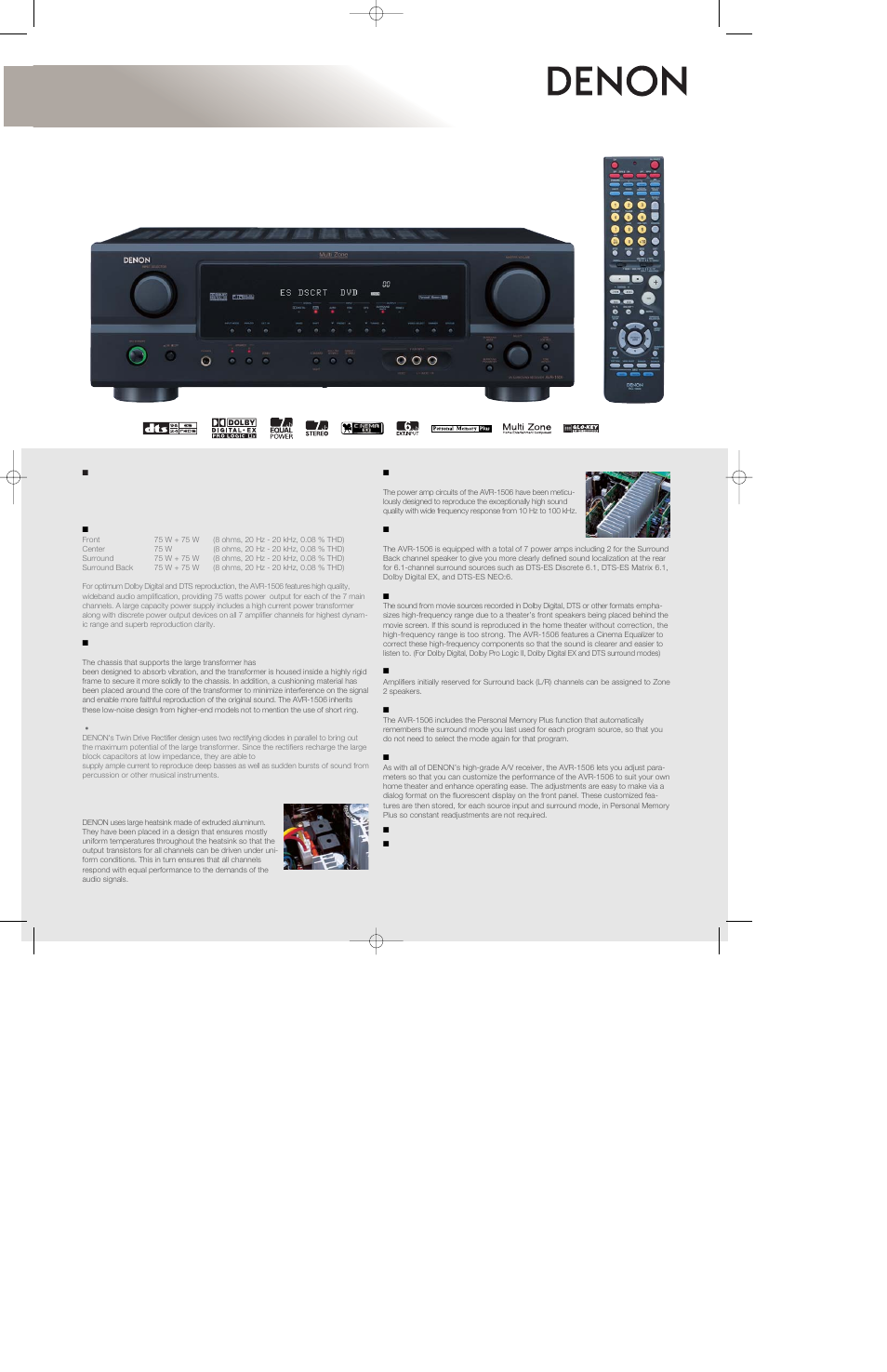 Denon AVR-1506 User Manual | 2 pages