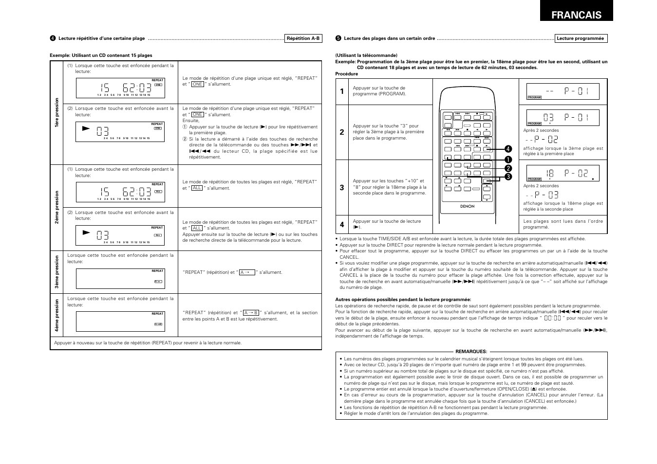 33 francais, R q w e | Denon DRA-F100 User Manual | Page 33 / 54