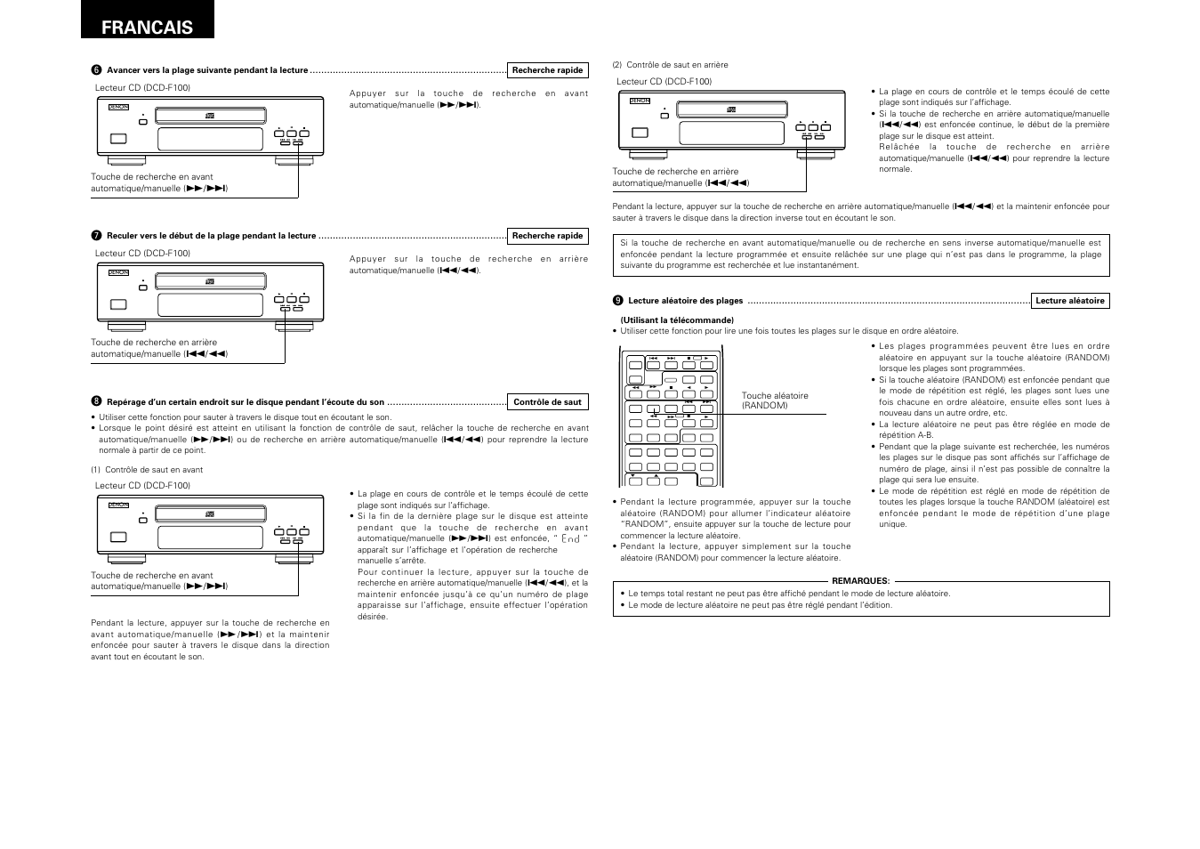 34 francais | Denon DRA-F100 User Manual | Page 34 / 54