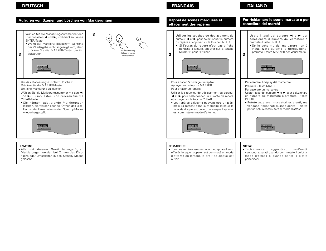 Deutsch français italiano | Denon DVD-3800 User Manual | Page 105 / 109