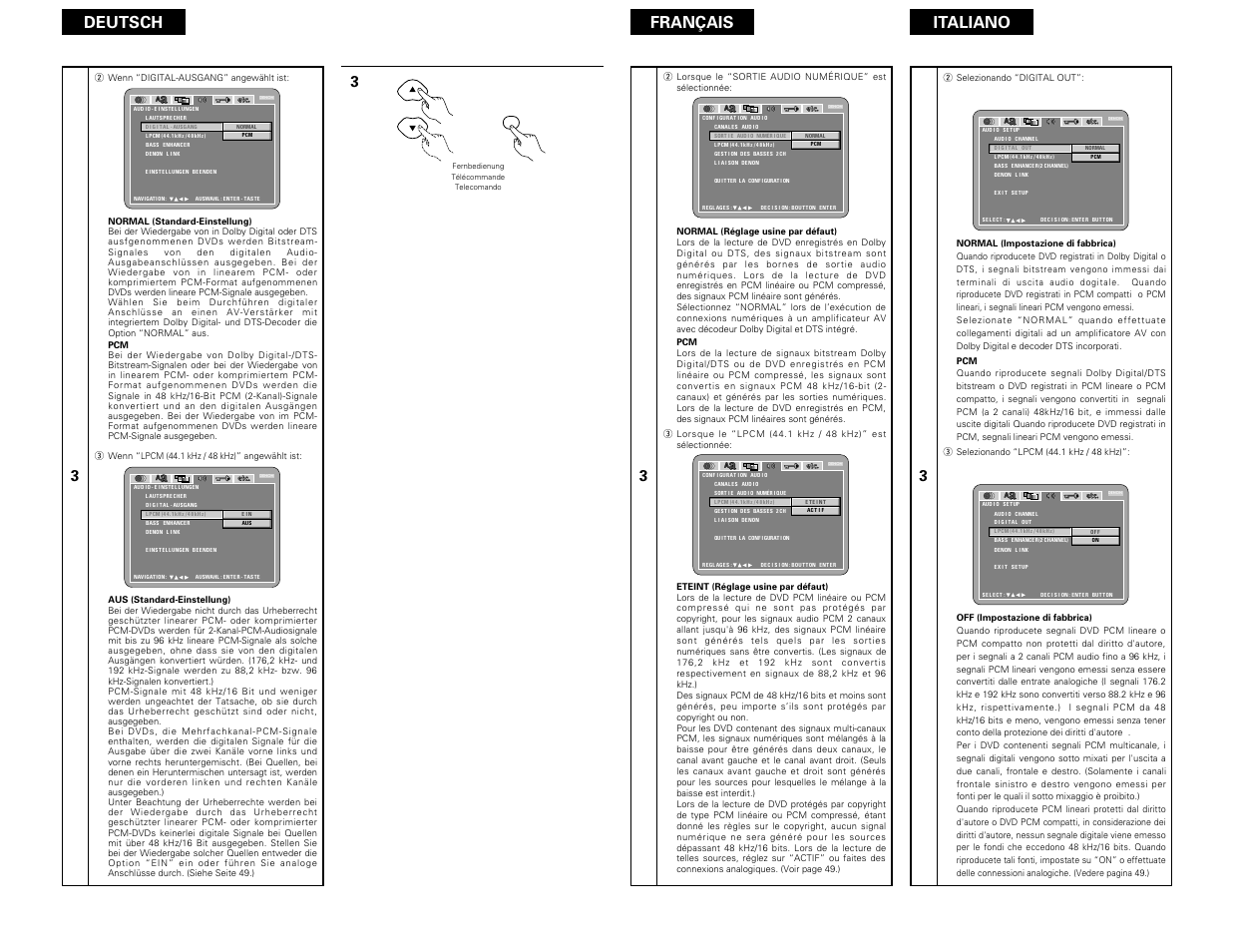 Deutsch français italiano | Denon DVD-3800 User Manual | Page 66 / 109