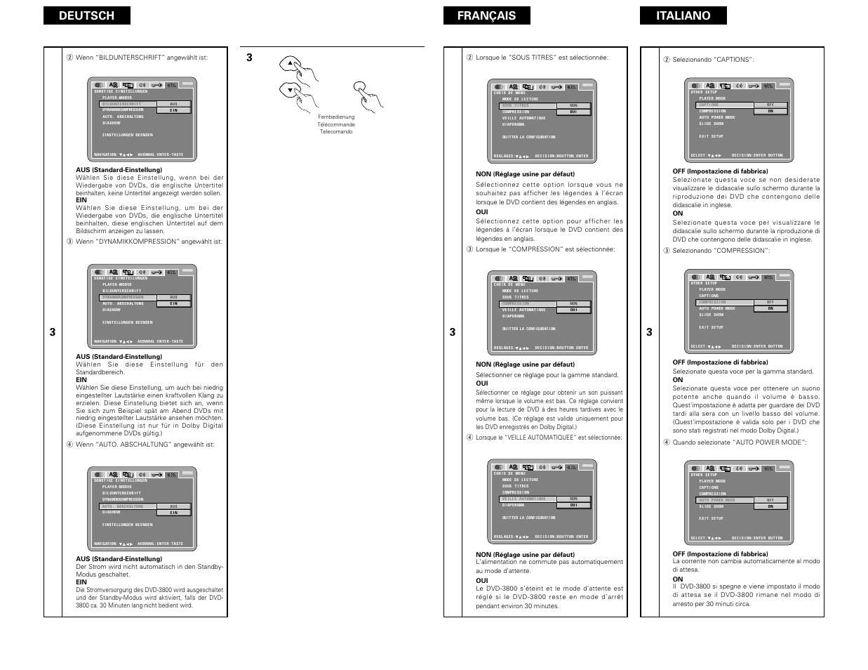 Deutsch français italiano | Denon DVD-3800 User Manual | Page 71 / 109