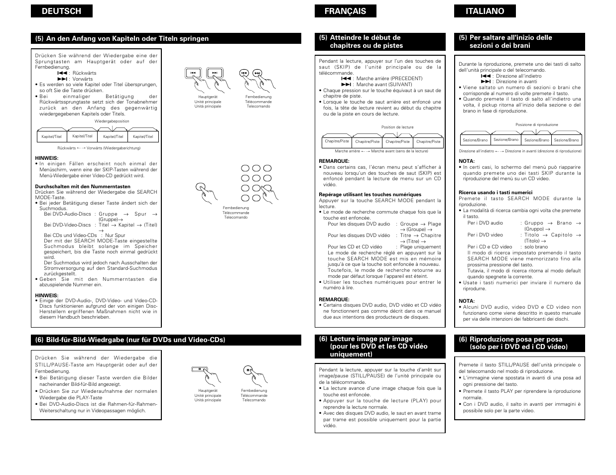 Deutsch français italiano | Denon DVD-3800 User Manual | Page 76 / 109