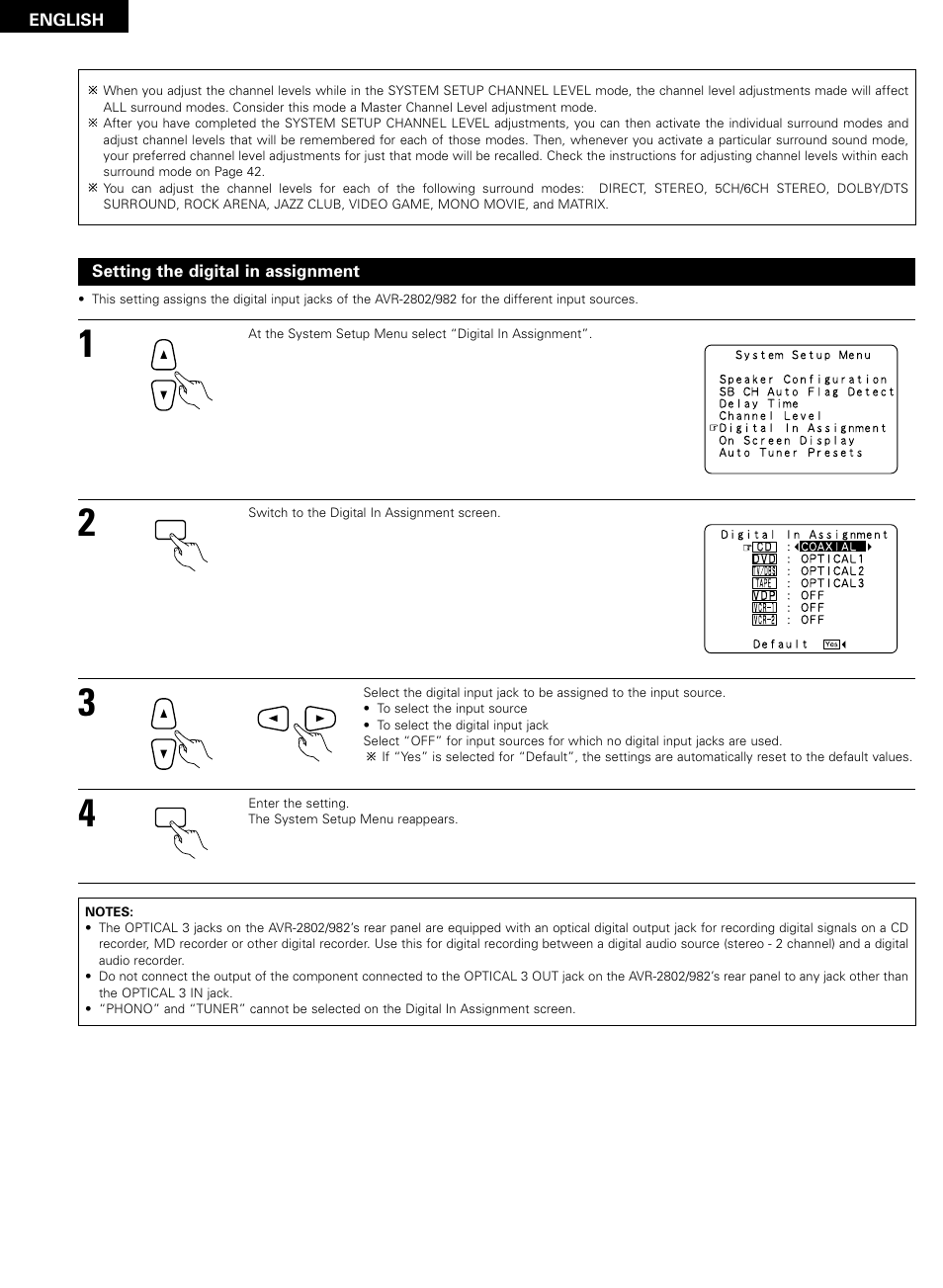 Denon AVR-2802/982 User Manual | Page 24 / 73