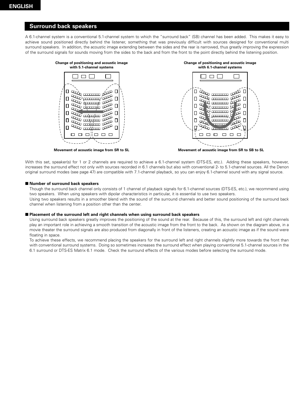 Surround back speakers, English | Denon AVR-2802/982 User Manual | Page 58 / 73