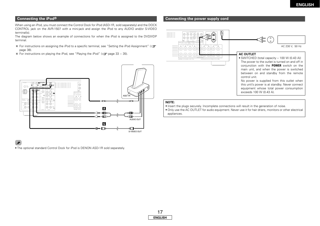 English | Denon AVR-1507 User Manual | Page 21 / 64