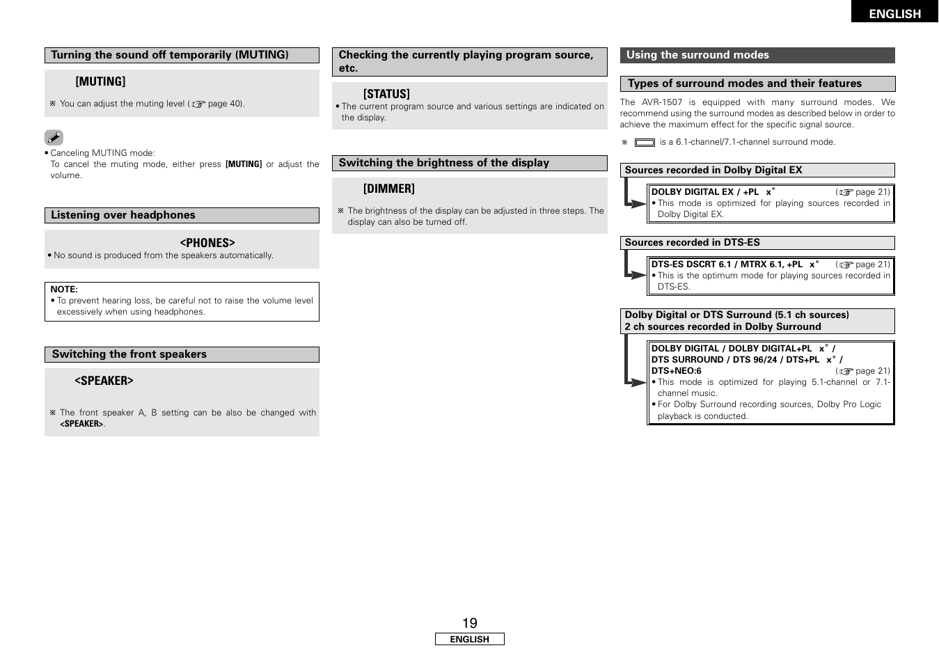 Denon AVR-1507 User Manual | Page 23 / 64