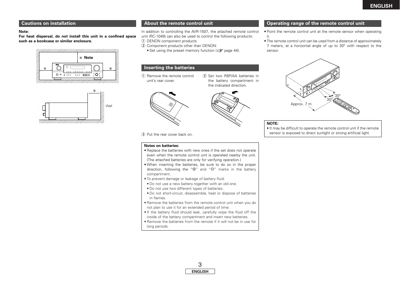 Denon AVR-1507 User Manual | Page 7 / 64