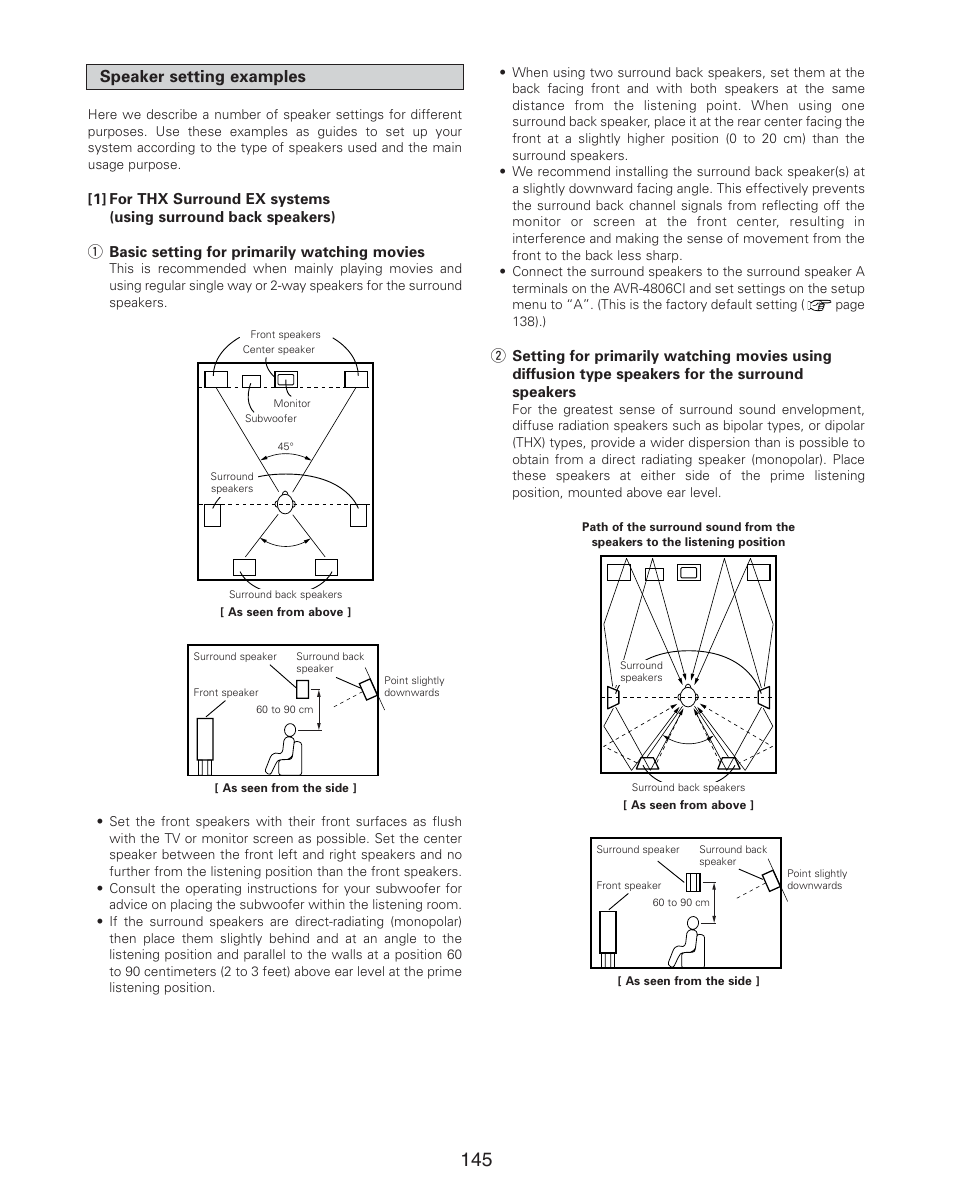 Speaker setting examples | Denon AVR-4806CI User Manual | Page 145 / 202