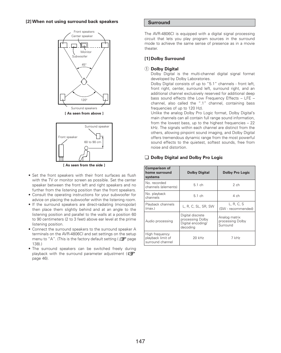 Surround | Denon AVR-4806CI User Manual | Page 147 / 202