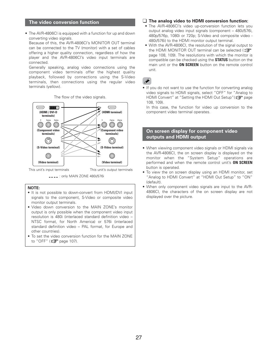 The video conversion function | Denon AVR-4806CI User Manual | Page 27 / 202