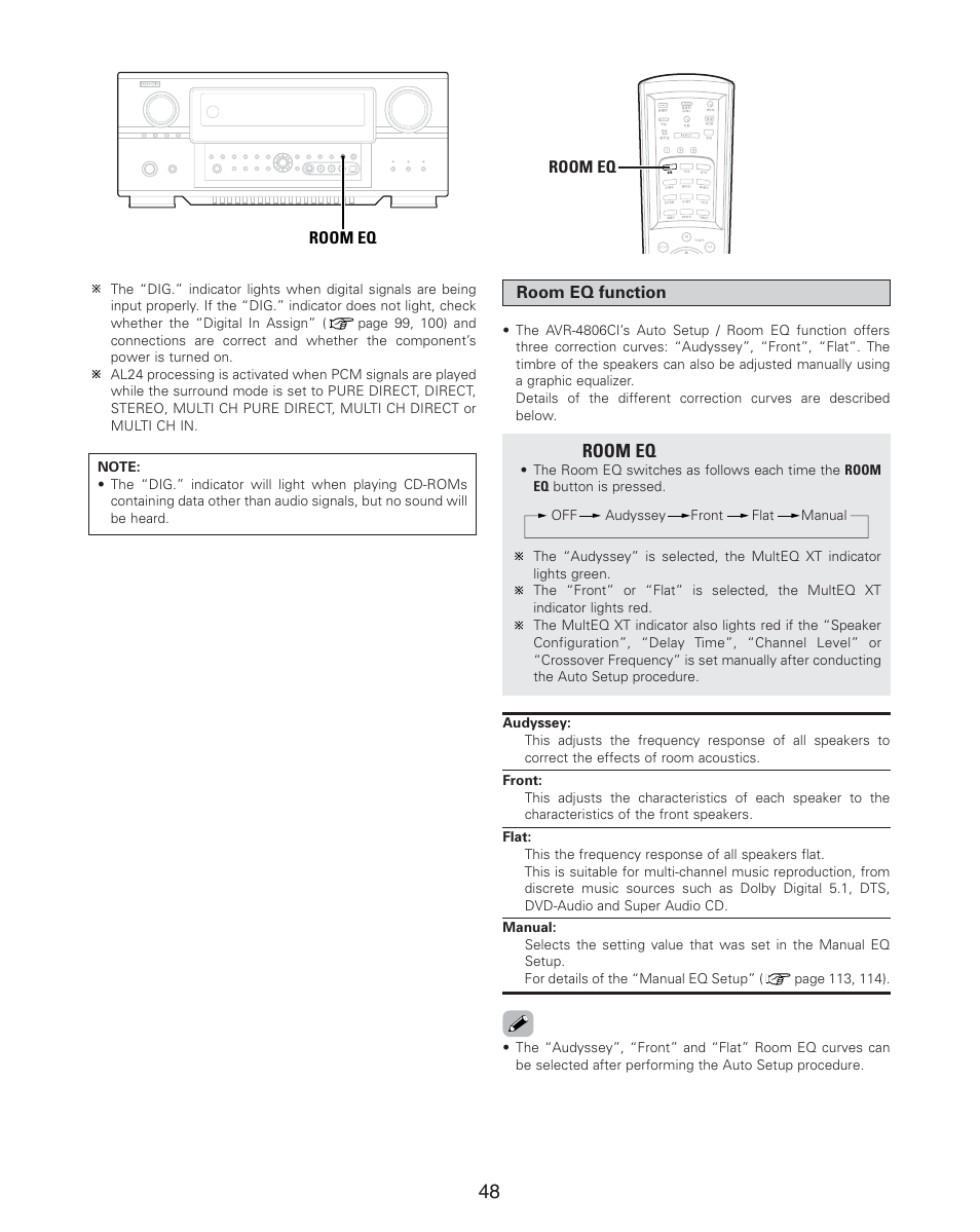 Room eq | Denon AVR-4806CI User Manual | Page 48 / 202